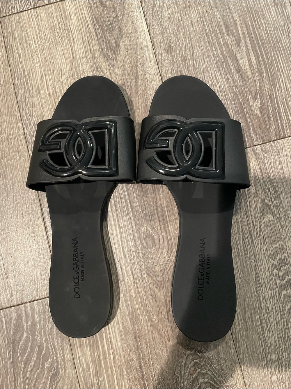 Dolce & Gabbana Black Logo Slide Sandals